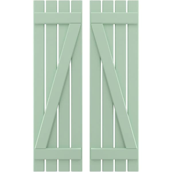 Ekena Millwork Americraft 4-Board (2 Batten) Wood Spaced Board-n-Batten Shutters w/ Z-Bar, ARW102SB415X77SGH, PR ARW102SB415X77SGH - main